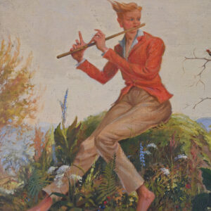 Oil painting – O.KLEIN – Spring song with flutist - Image 3