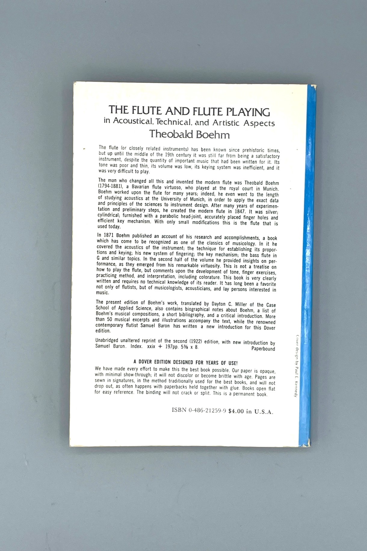 Used book – The Flute and Flute-Playing in Acoustical, Technical, and Artistic Aspects – BOEHM, Theobald 2