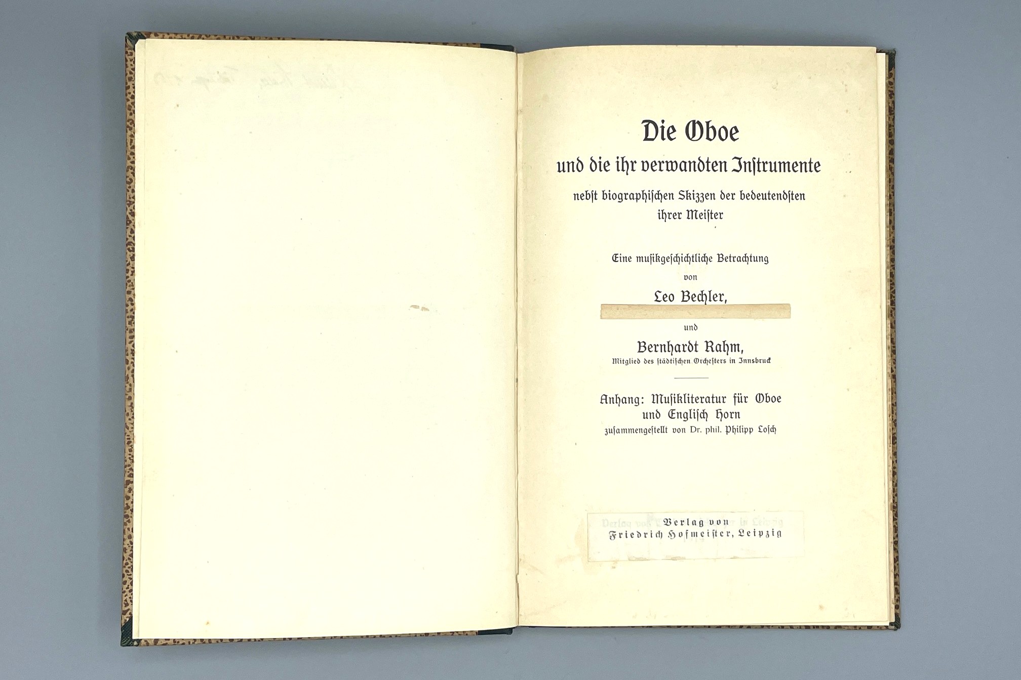 Used book – Die Oboe und die ihr verwandten Instrumente – BECHLER, Leo, RAHM, Bernhardt-1